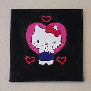 Handpainted Hello Kitty Acrylic Painting On Canvas Bedroom Decor Home Decor